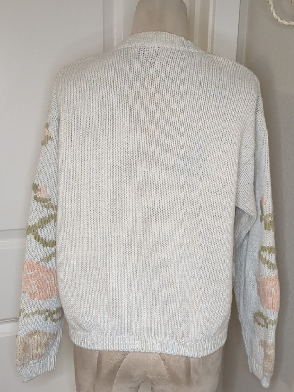 Vintage 80s Sterling Collection Cardigan Sweater Pastel Floral Cottagecore SZ S - Picture 5 of 10